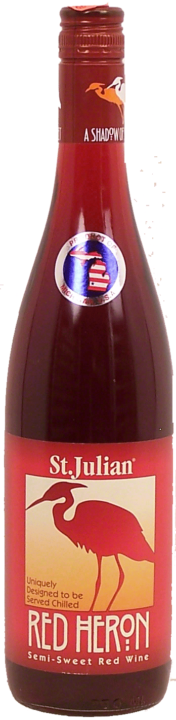 St. Julian Red Heron semi-sweet red wine of Paw Paw Michigan, 10% alc. by vol. Full-Size Picture